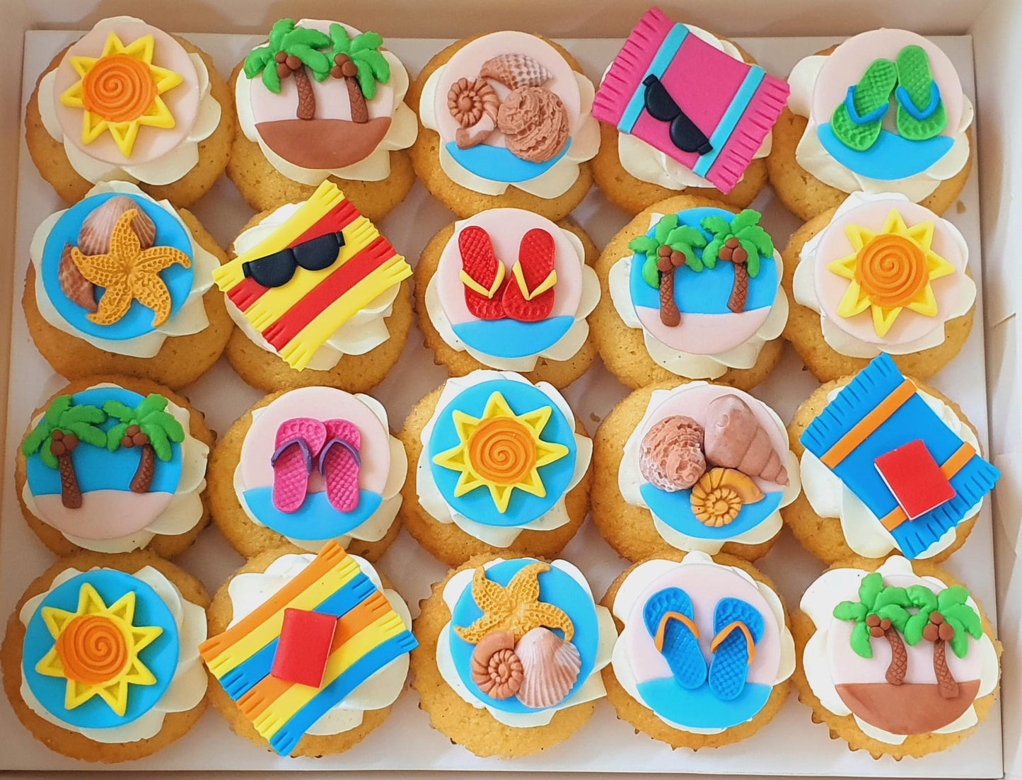 Beach Themed Mini Cupcakes (Box of 20)