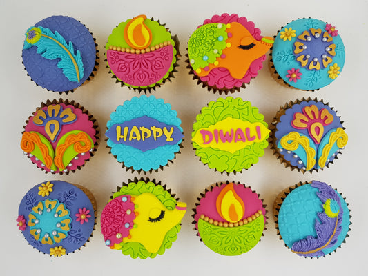 Deepavali Cupcakes - Colours of Diwali (Box of 12) - Cuppacakes - Singapore's Very Own Cupcakes Shop