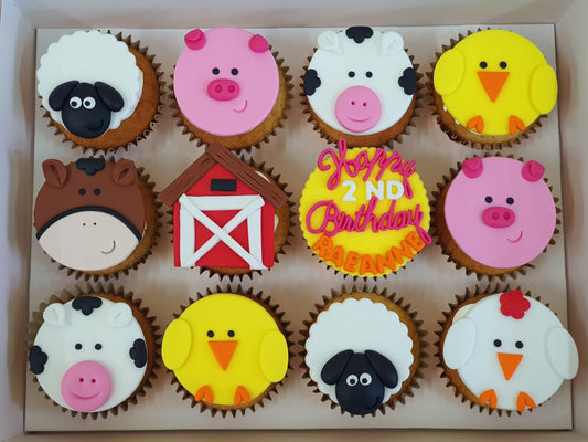 Farm Animal Cupcakes (Box of 12)