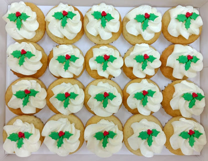 Christmas Mini Cupcakes (Box of 20) - Mistletoe